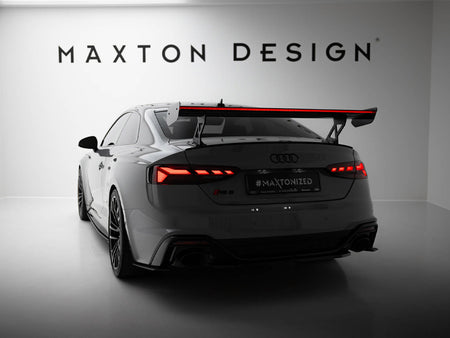 Maxton Design Carbon Spoiler With External Brackets Uprights V.1 + LED Audi A5 / A5 S-Line / S5 / RS5 Coupe F5 / F5 Facelift - CF-AU-S5-2F-C-WING5-EXT-245-P+LED-1 - Image 2