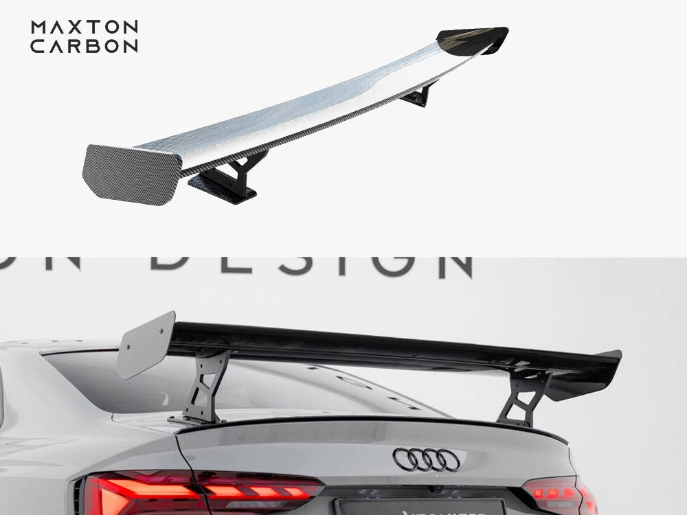 Maxton Design Carbon Spoiler With External Brackets Uprights V.2 Audi A5 / A5 S-Line / S5 / RS5 Coupe F5 / F5 Facelift - CF-AU-S5-2F-C-WING5-EXT-245-P-2 - Image 1