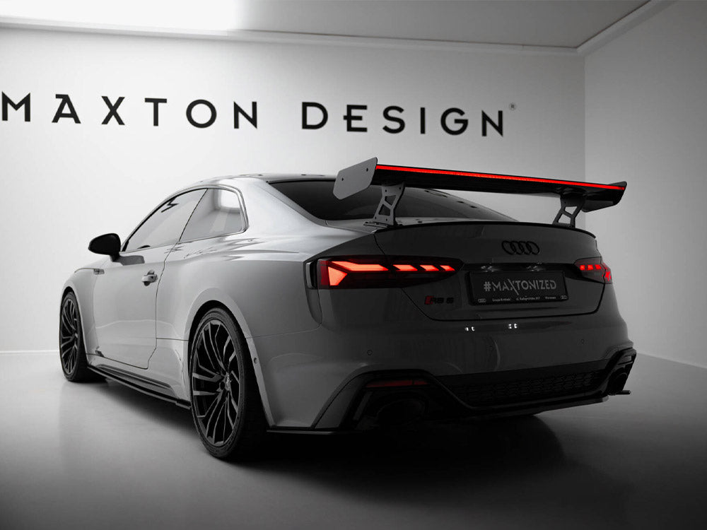 Maxton Design Carbon Spoiler With External Brackets Uprights V.2 + LED Audi A5 / A5 S-Line / S5 / RS5 Coupe F5 / F5 Facelift - CF-AU-S5-2F-C-WING5-EXT-245-P+LED-2 - Image 2