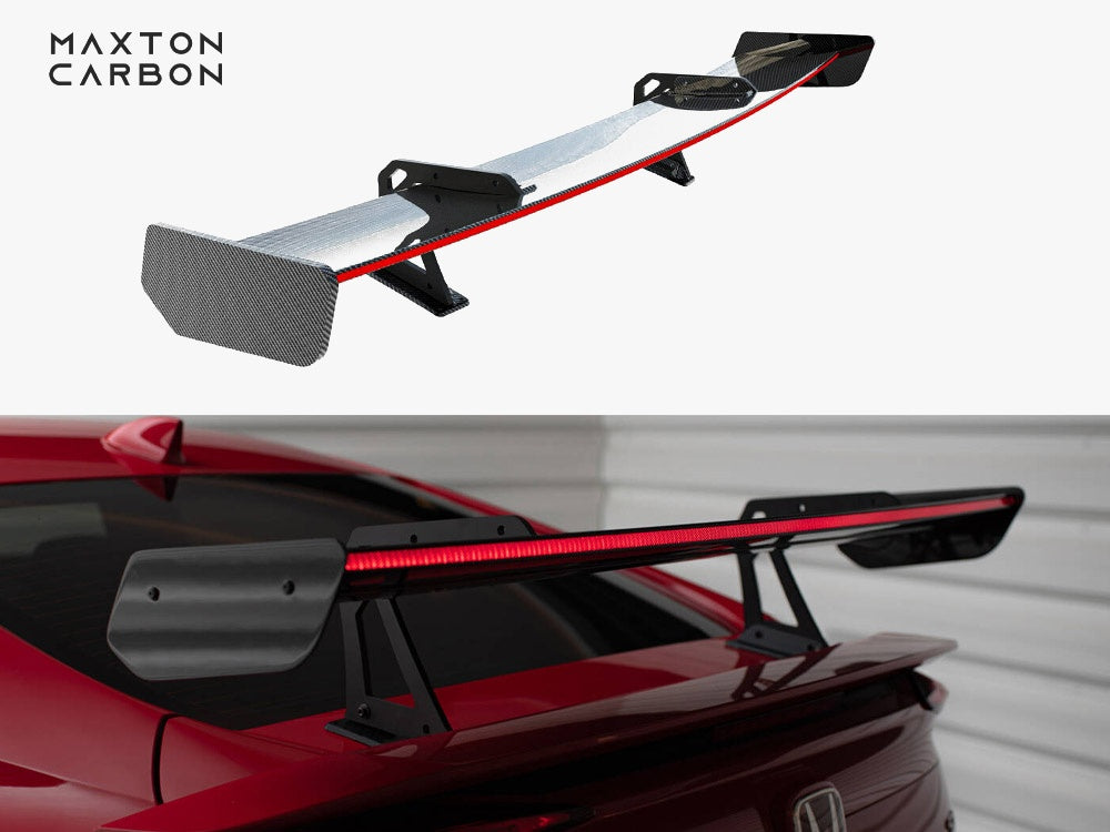 Maxton Design Carbon Spoiler With Upper Swan Mounting + LED Honda Civic SI Mk10 - CF-HO-CI-10-SI-WING5-UPP-245-P+LED - Image 1