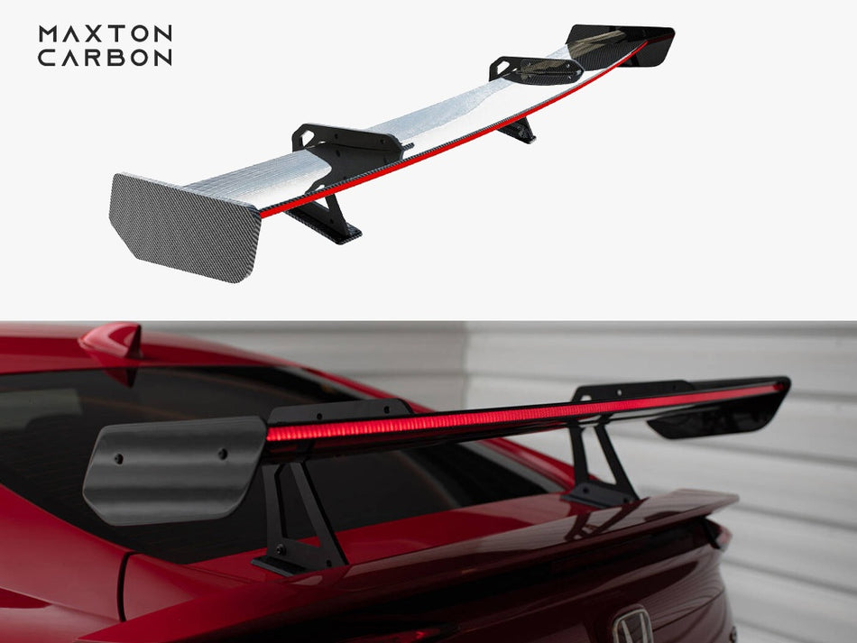 Maxton Design Carbon Spoiler With Upper Swan Mounting + LED Honda Civic SI Mk10 - CF-HO-CI-10-SI-WING5-UPP-245-P+LED - Image 1