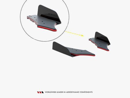 Street PRO Rear Side Splitters + Flaps Toyota GR Yaris Mk4 - Black-Red + Gloss Flaps