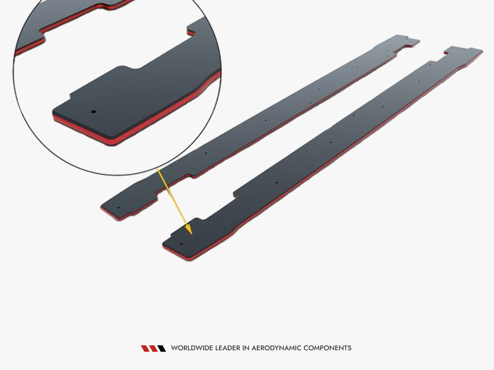 Street PRO Side Skirts Diffusers Renault Clio RS Mk4 - Black-Red