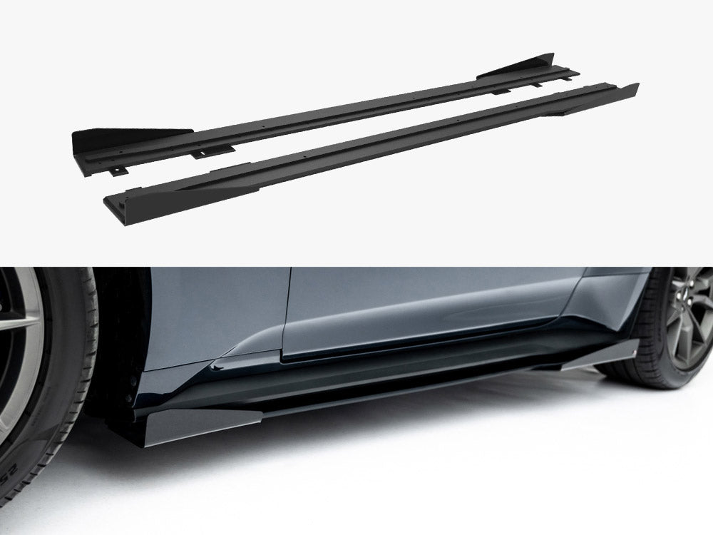 Maxton Design Street PRO Side Skirts Diffusers + Flaps Ford Mustang Dark Horse Mk7 - FOMU7GTCNC-SD1B+SF1G - Image 1