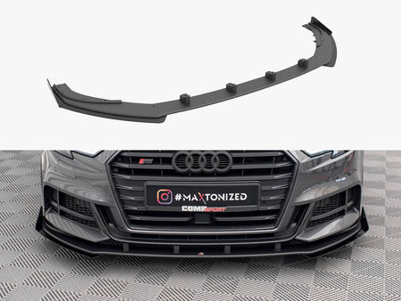 Maxton Design Street PRO Front Splitter V.1 + Flaps Audi S3 / A3 S-Line Sportback 8V Facelift - AUS33FSBCNC-FD1B+FSF1G - Image 1