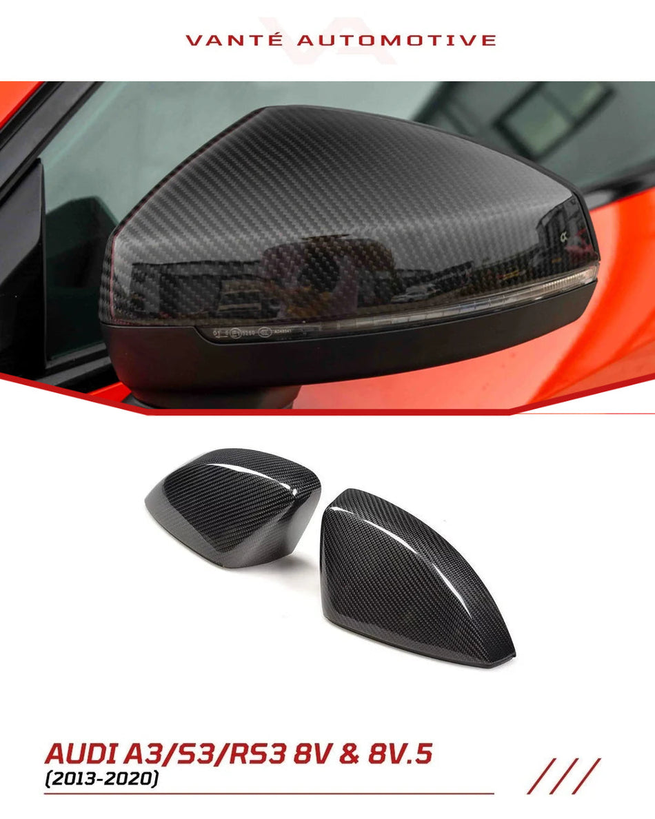 Audi A3/S3/RS3 8V and 8V.5 Carbon Fiber Rear Mirror Shells Caps