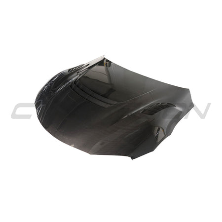 TOYOTA SUPRA 2019+ A90 CARBON FIBRE FRONT HOOD/BONNET-Bonnet-CT CARBON-CT Carbon - High-quality carbon fiber and gloss black aerodynamic parts for premium sports and luxury vehicles.
