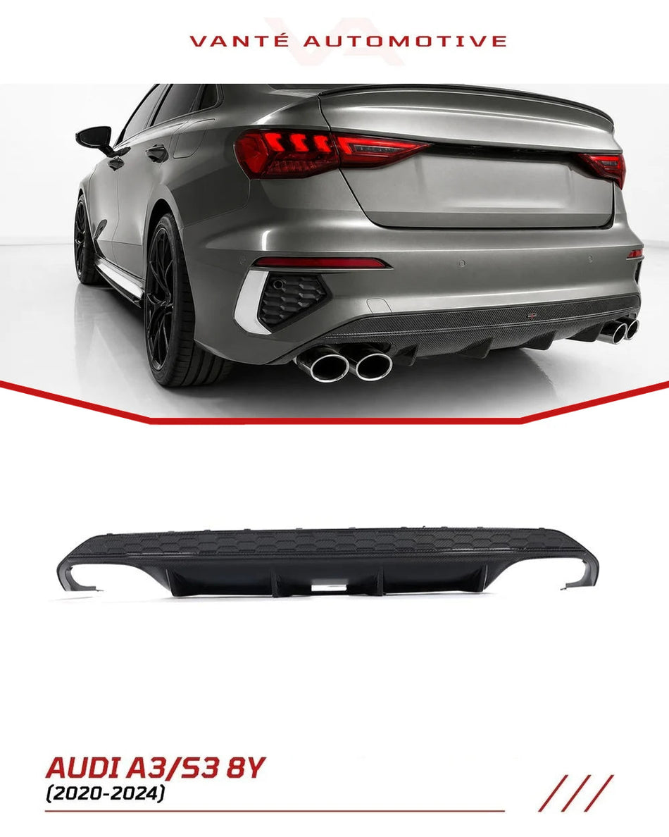 Audi A3/S3 8Y Carbon Fiber Rear Diffuser V2