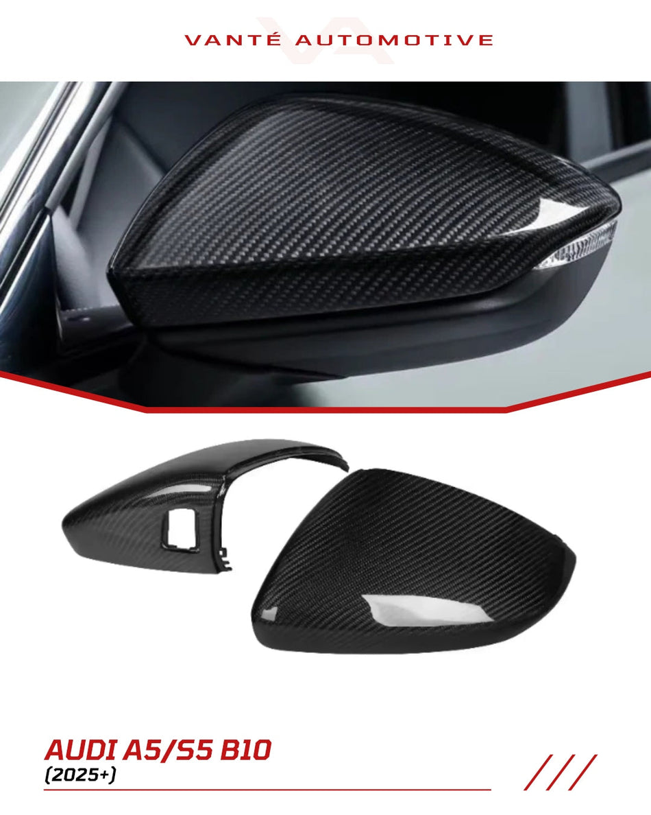 Audi A5/S5/RS5 B10 2025+ Carbon Fiber Mirror Caps/Shells/Covers (LHD ONLY)