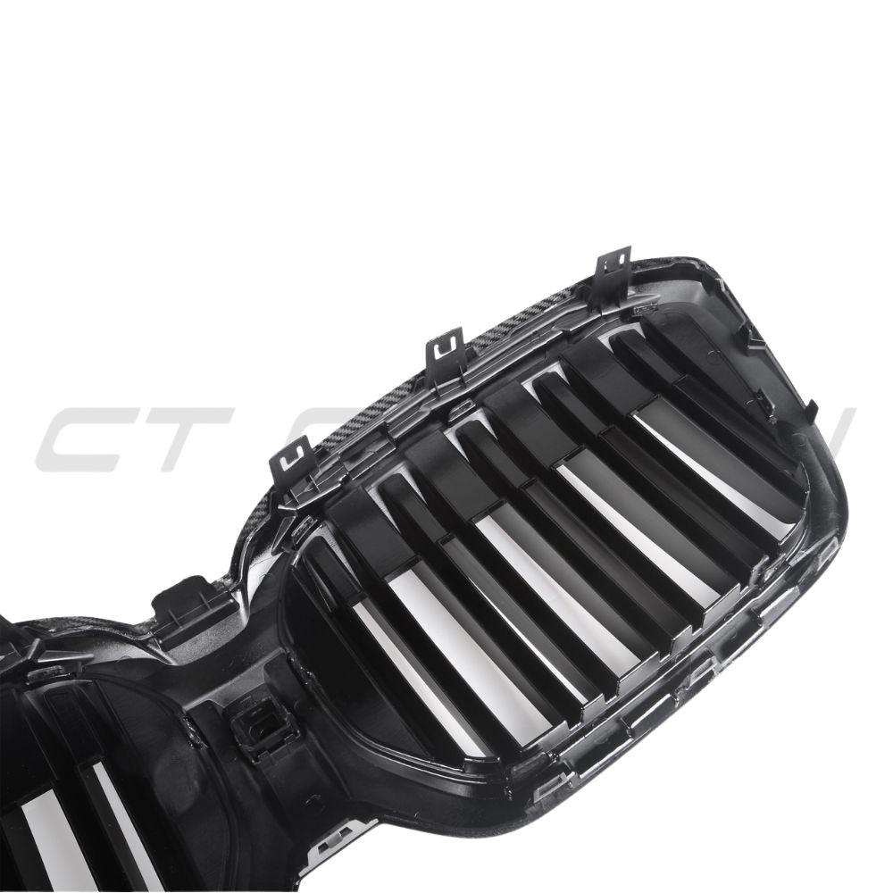 BMW IX3 G08 BEV DOUBLE SLAT CARBON FIBRE FRONT GRILLE-Grille-CT CARBON-CT Carbon - High-quality carbon fiber and gloss black aerodynamic parts for premium sports and luxury vehicles.