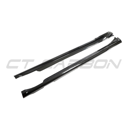 PORSCHE TAYCAN / TAYCAN 4 / TAYCAN 4S / TAYCAN GTS 2019+ CARBON FIBRE SIDE SKIRTS-Side Skirts-CT CARBON-CT Carbon - High-quality carbon fiber and gloss black aerodynamic parts for premium sports and luxury vehicles.