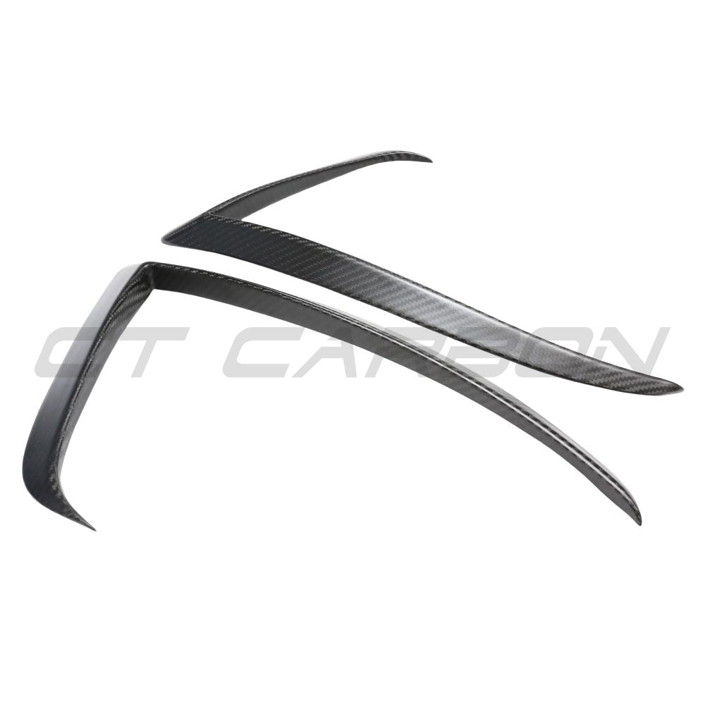 TESLA MODEL 3 2017-2023 CARBON FIBRE FRONT BUMPER CANARDS-Accessories-CT CARBON-CT Carbon - High-quality carbon fiber and gloss black aerodynamic parts for premium sports and luxury vehicles.