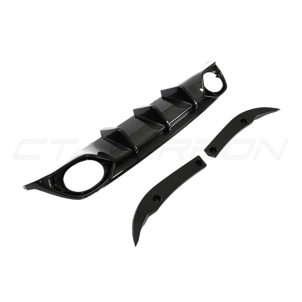 AUDI RS3 8Y 2022-2024 SALOON CARBON FIBRE DIFFUSER - CT DESIGN-Diffuser-CT CARBON-CT Carbon - High-quality carbon fiber and gloss black aerodynamic parts for premium sports and luxury vehicles.