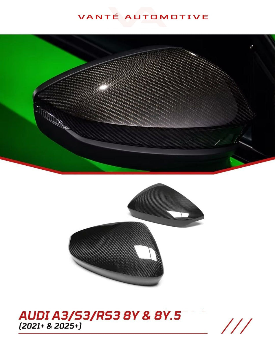 Audi A3/S3/RS3 8Y 2020+ Carbon Fiber Mirror Caps/Shells