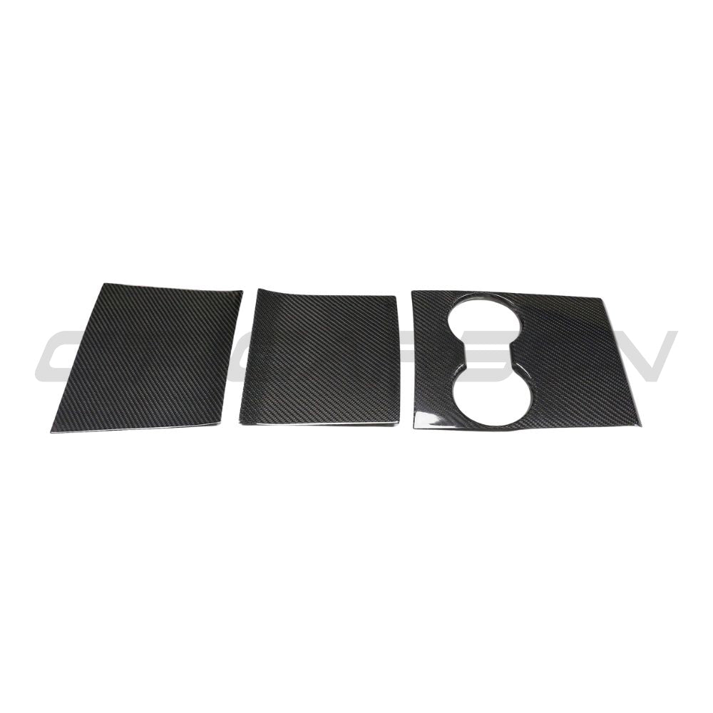 TESLA MODEL 3 2017-2023 CARBON FIBRE CENTRE CONSOLE ADD ON-Accessories-CT CARBON-CT Carbon - High-quality carbon fiber and gloss black aerodynamic parts for premium sports and luxury vehicles.