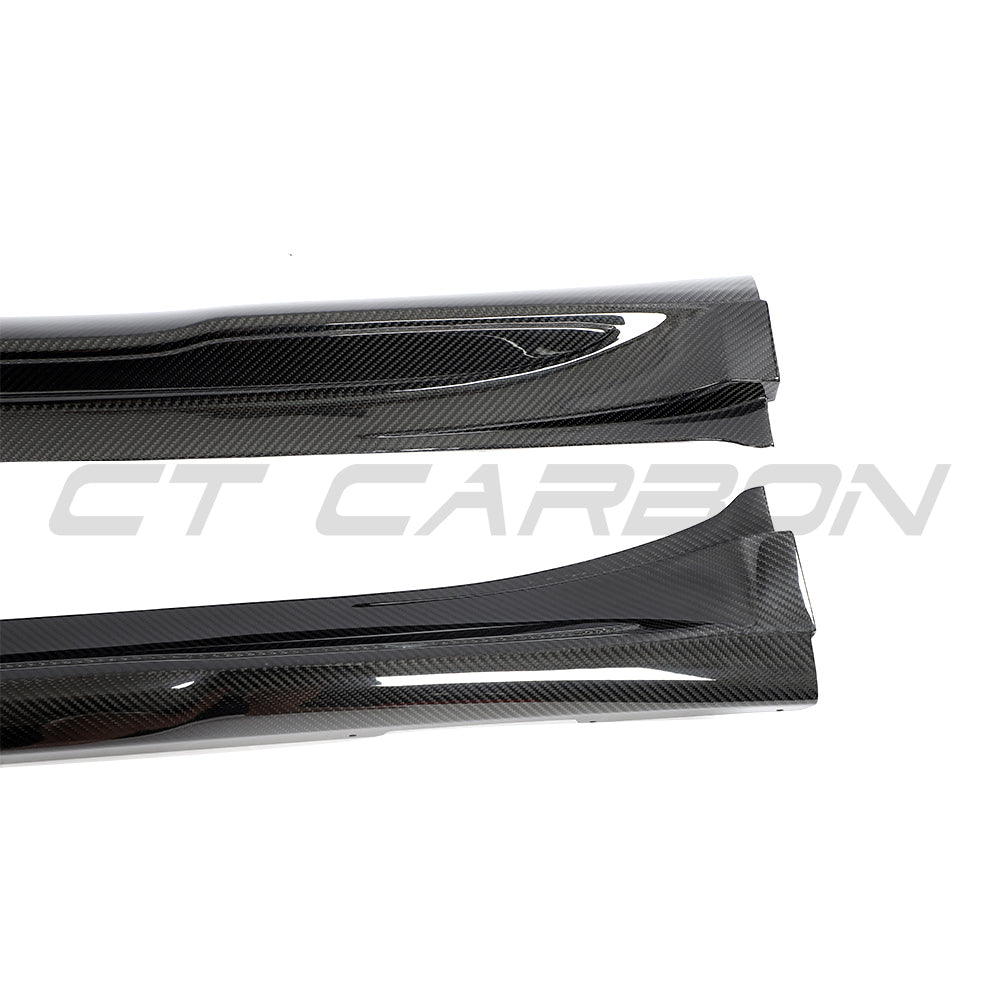 PORSCHE TAYCAN / TAYCAN 4 / TAYCAN 4S / TAYCAN GTS 2019+ CARBON FIBRE SIDE SKIRTS-Side Skirts-CT CARBON-CT Carbon - High-quality carbon fiber and gloss black aerodynamic parts for premium sports and luxury vehicles.