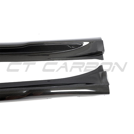 PORSCHE TAYCAN / TAYCAN 4 / TAYCAN 4S / TAYCAN GTS 2019+ CARBON FIBRE SIDE SKIRTS-Side Skirts-CT CARBON-CT Carbon - High-quality carbon fiber and gloss black aerodynamic parts for premium sports and luxury vehicles.