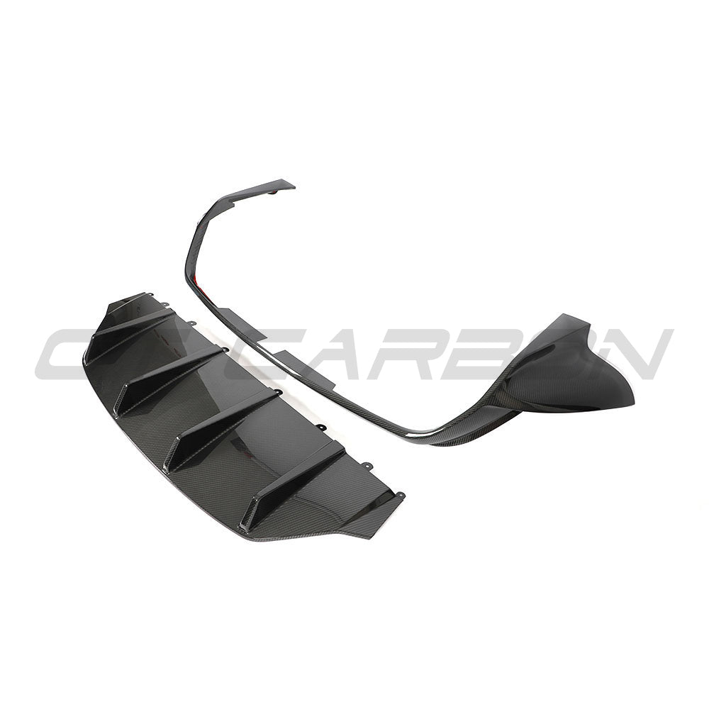 PORSCHE TAYCAN / TAYCAN 4 / TAYCAN 4S / TAYCAN GTS 2019+ CARBON FIBRE DIFFUSER-Diffuser-CT CARBON-CT Carbon - High-quality carbon fiber and gloss black aerodynamic parts for premium sports and luxury vehicles.