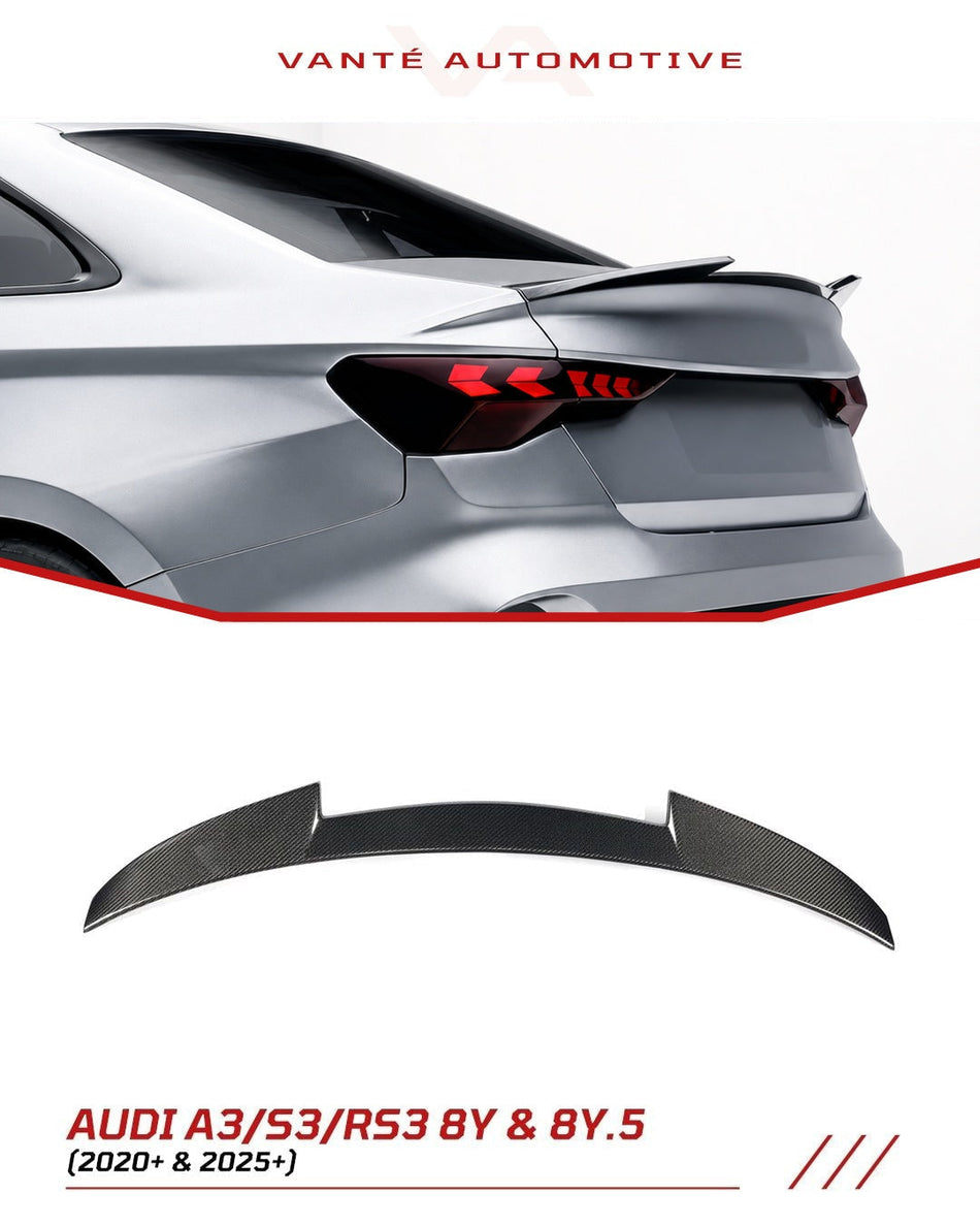 Audi A3/S3/RS3 8Y Carbon Fiber Rear Spoiler/Wing OEM+ Style Sedan