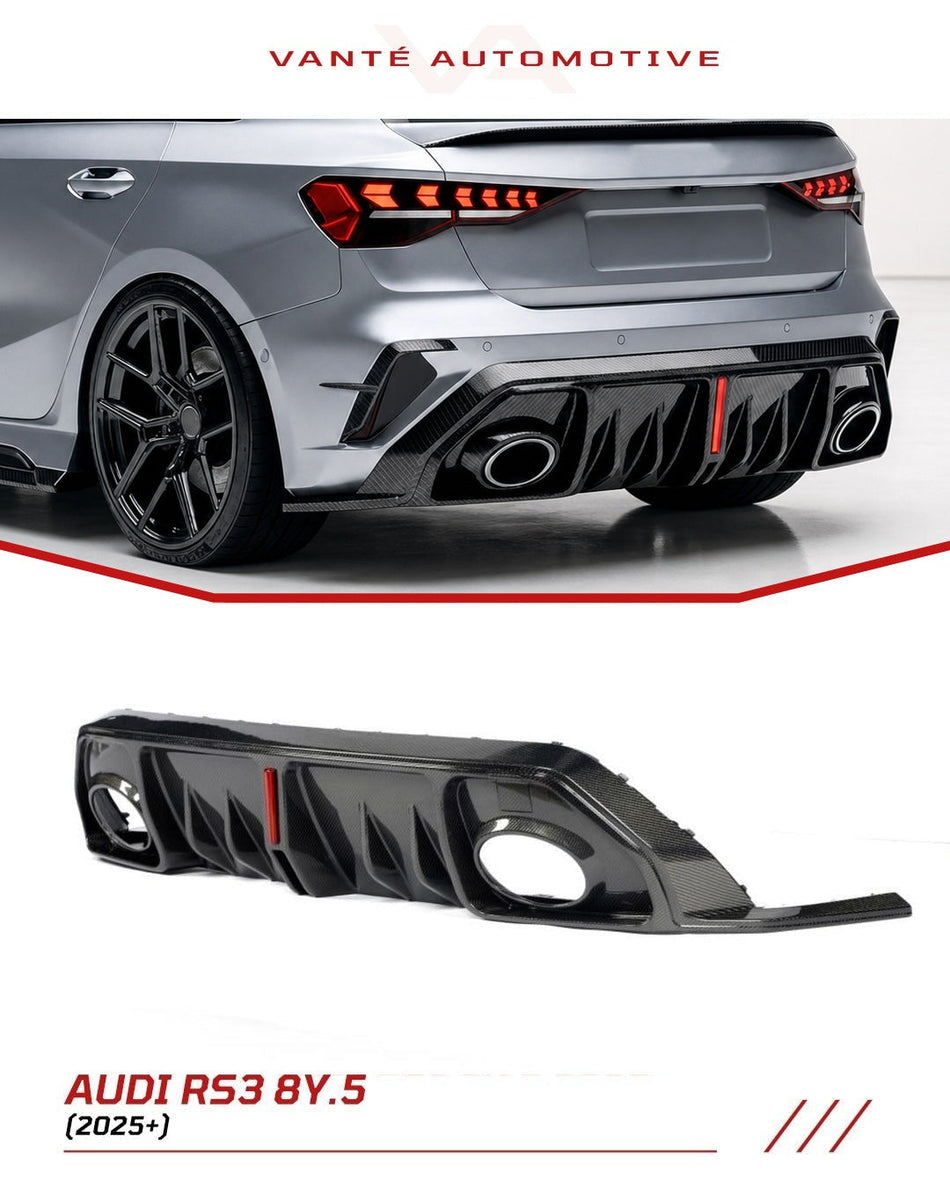 Audi RS3 8Y.5 Facelift Carbon Fibre Rear Diffuser With LED