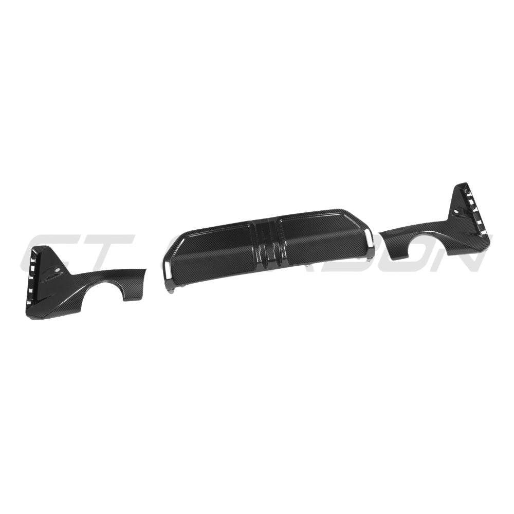 BMW 3 SERIES G20/G21 CARBON FIBRE DIFFUSER - ROUND TIPS - MP-Diffuser-CT CARBON-CT Carbon - High-quality carbon fiber and gloss black aerodynamic parts for premium sports and luxury vehicles.