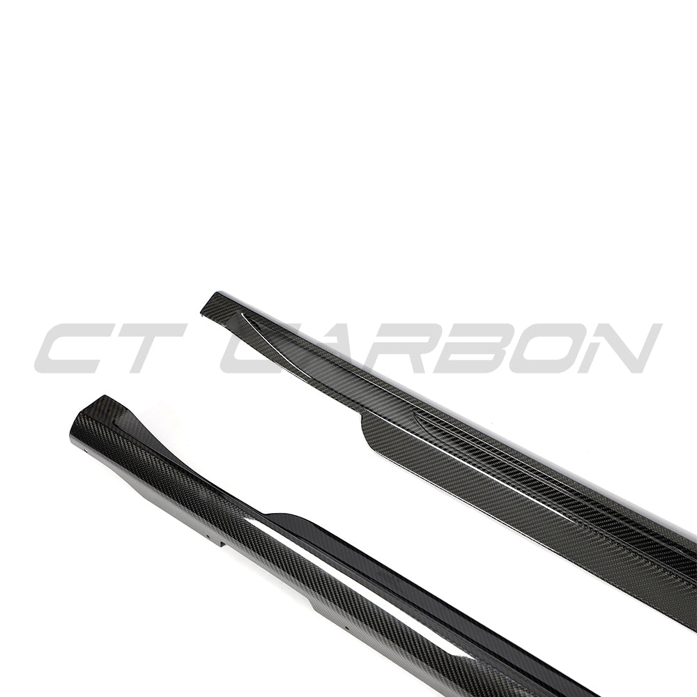 PORSCHE TAYCAN / TAYCAN 4 / TAYCAN 4S / TAYCAN GTS 2019+ CARBON FIBRE SIDE SKIRTS-Side Skirts-CT CARBON-CT Carbon - High-quality carbon fiber and gloss black aerodynamic parts for premium sports and luxury vehicles.
