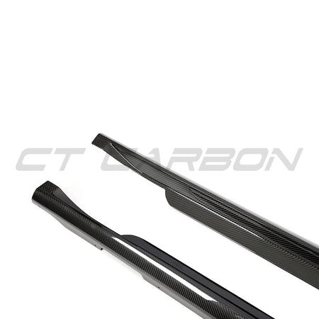 PORSCHE TAYCAN / TAYCAN 4 / TAYCAN 4S / TAYCAN GTS 2019+ CARBON FIBRE SIDE SKIRTS-Side Skirts-CT CARBON-CT Carbon - High-quality carbon fiber and gloss black aerodynamic parts for premium sports and luxury vehicles.