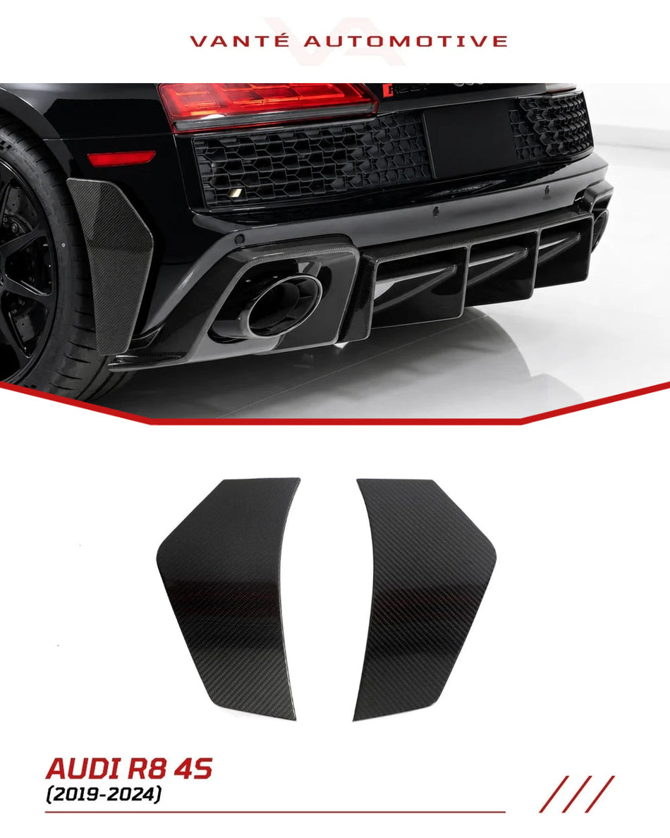Audi R8 4S FL Carbon Fiber Rear Bumper Blades Fins