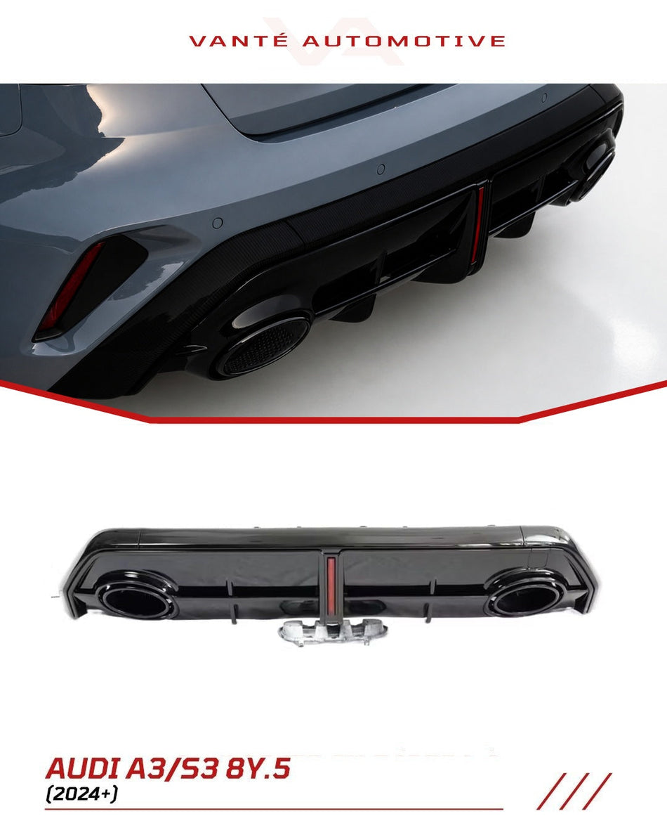 Audi A3 8Y 2025+Rear Diffuser Replacement RS3 Style