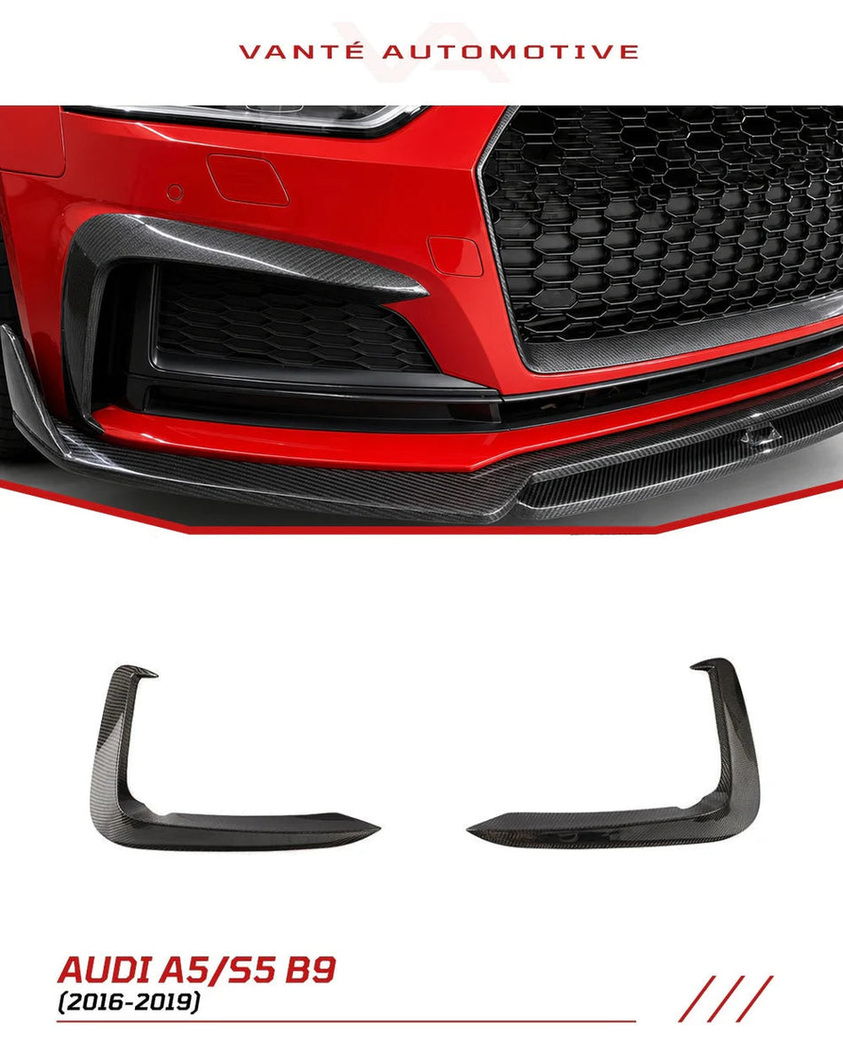 Audi A5 S-Line/S5 B9 Carbon Fibre Front Bumper Fins