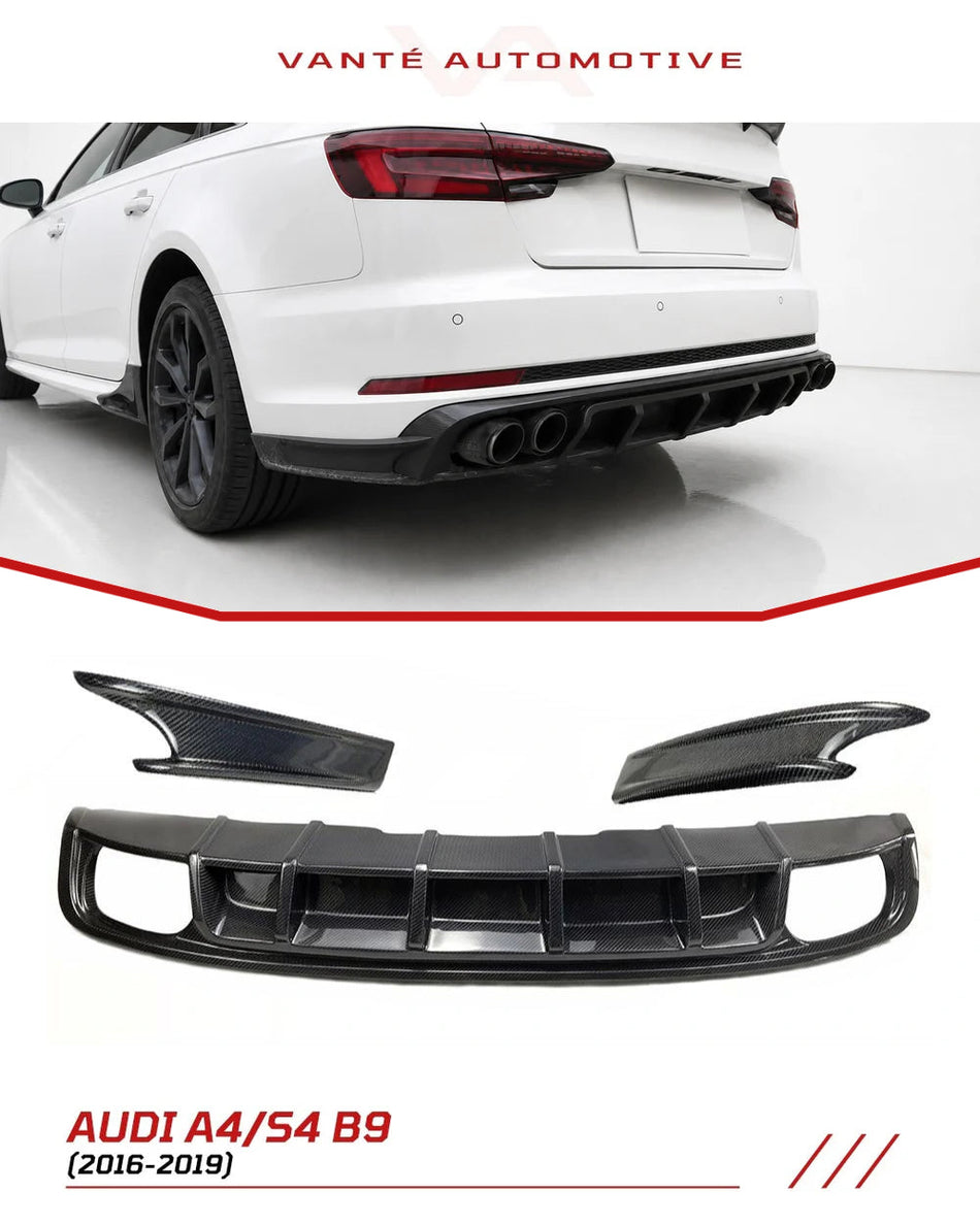 Audi S4 B9 Carbon Fibre Rear Bumper Diffuser with Splitter