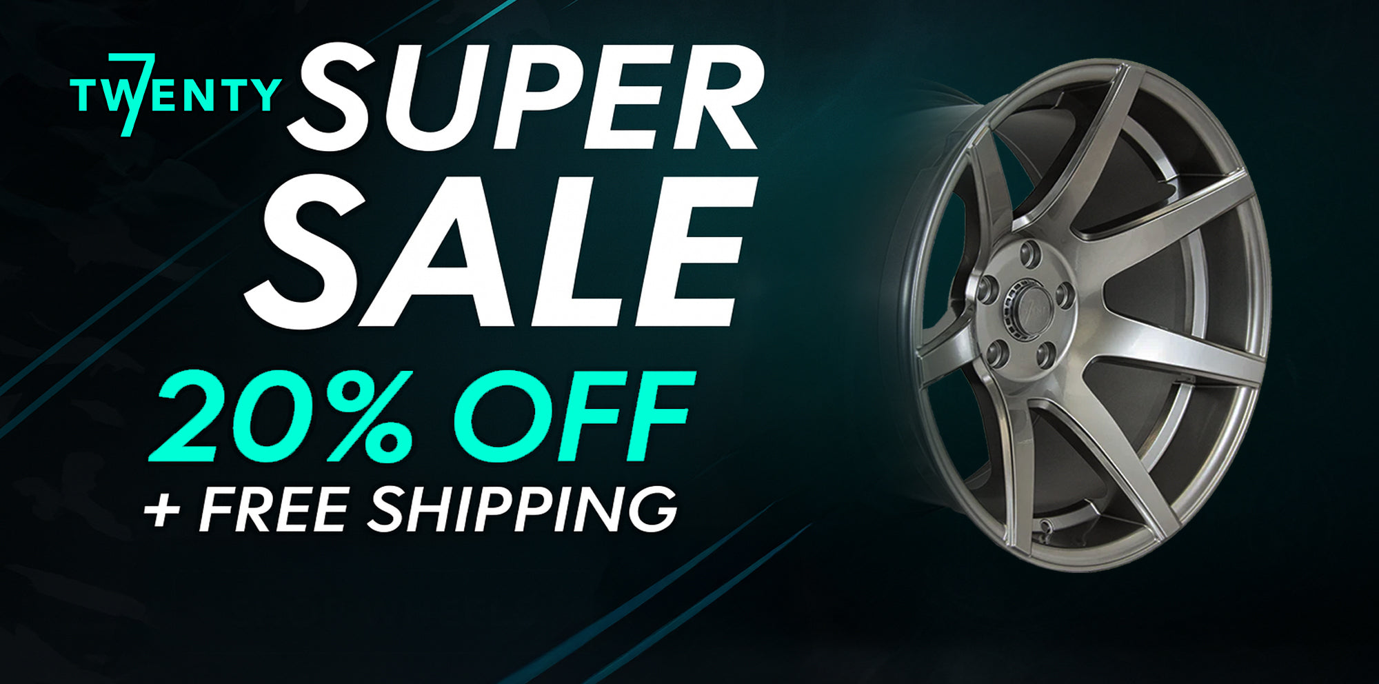 Promotional Banner For 7Twenty Wheels Super Sale Offering 20% Off and Free Shipping