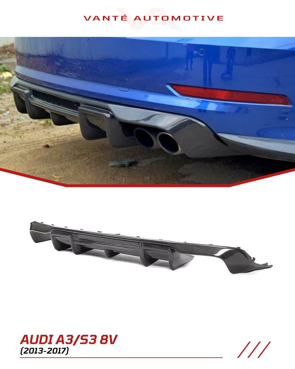 Audi A3 S-Line & S3 8V Carbon Fiber Rear Diffuser V3
