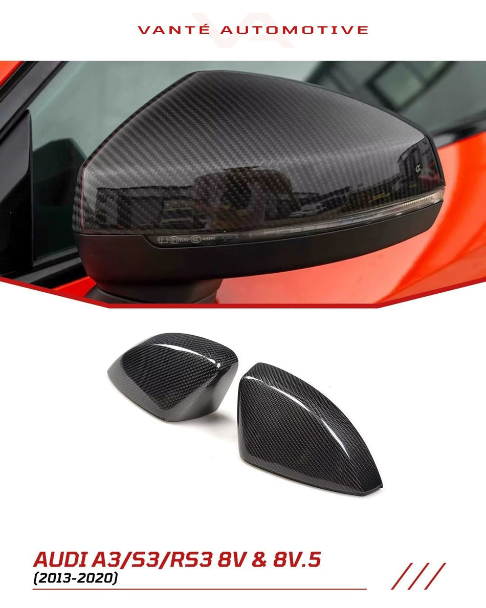 Audi A3/S3/RS3 8V and 8V.5 Carbon Fiber Rear Mirror Shells Caps