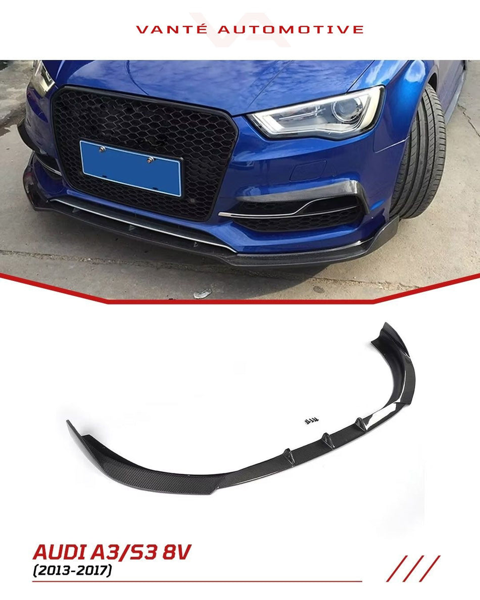 Audi A3 S-Line/S3 8V Hatchback Carbon Fiber Front Splitter Lip V1