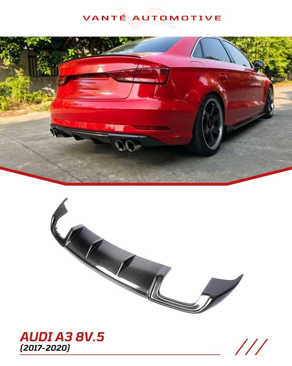 Audi A3 8V.5 Sedan Carbon Fiber Rear Diffuser V1