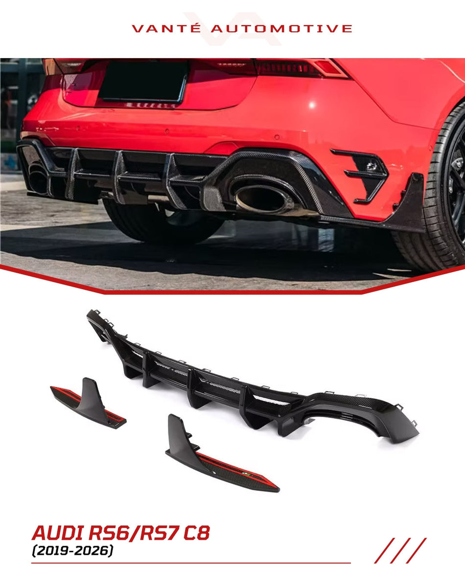 Audi RS6/RS7 C8 Carbon Fiber Rear Bumper Diffuser Lip V2