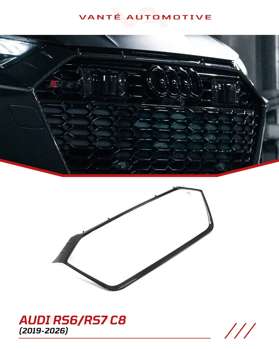 Audi RS6/RS7 C8 Carbon Fiber Front Grill Overlay Trim Cover