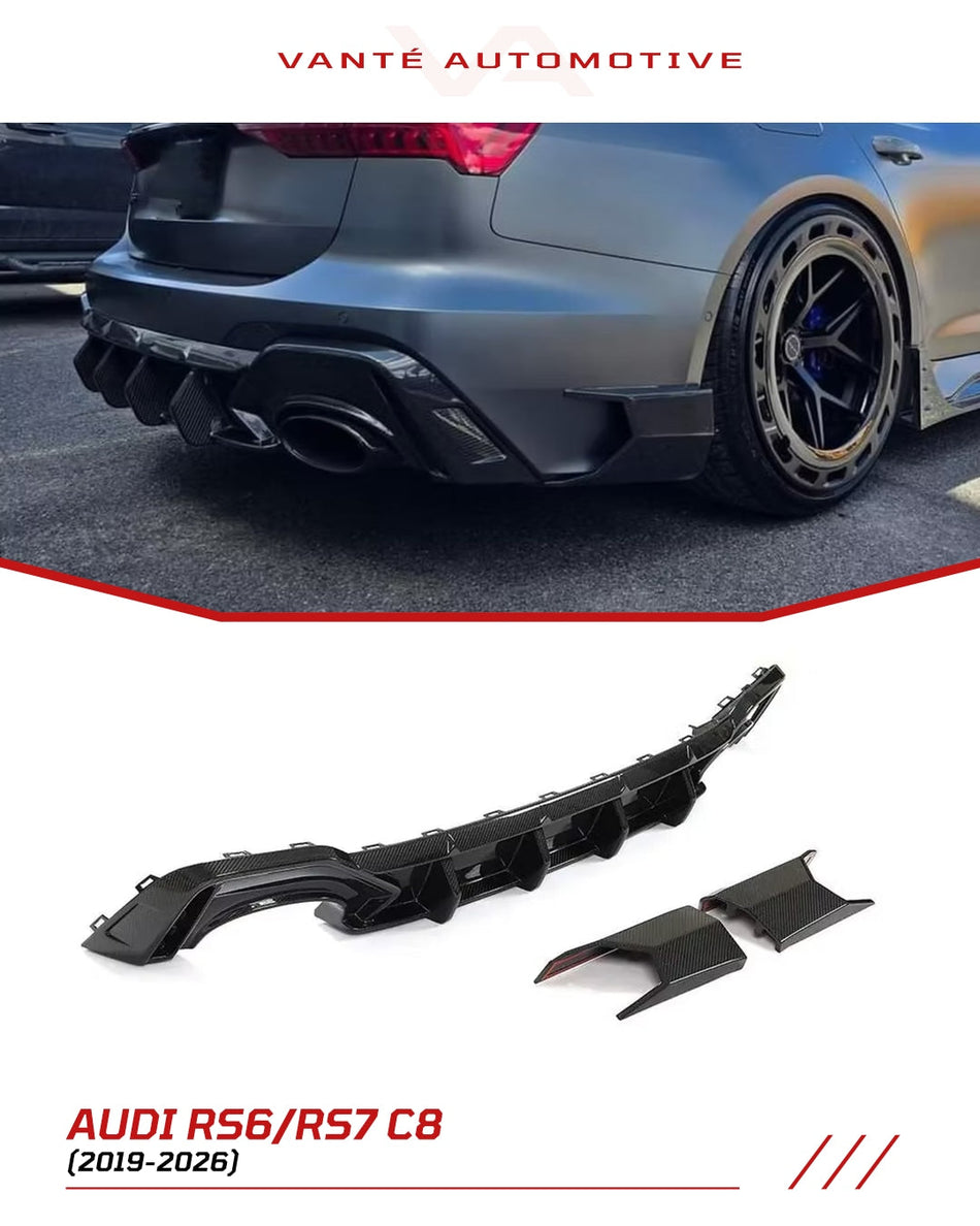 Audi RS6/RS7 C8 Carbon Fiber Rear Bumper Diffuser Lip Splitter