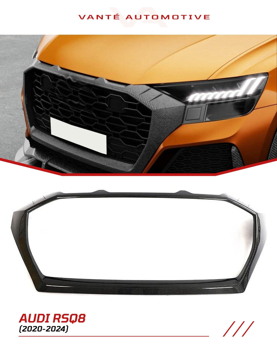 Audi RSQ8 4M Carbon Fiber Front Bumper Grill Cover Trims