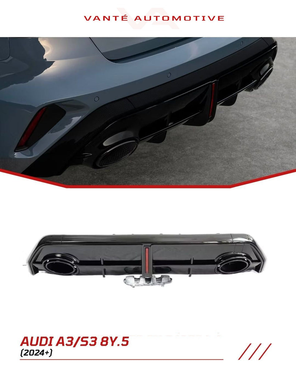 Audi A3 8Y 2025+Rear Diffuser Replacement RS3 Style