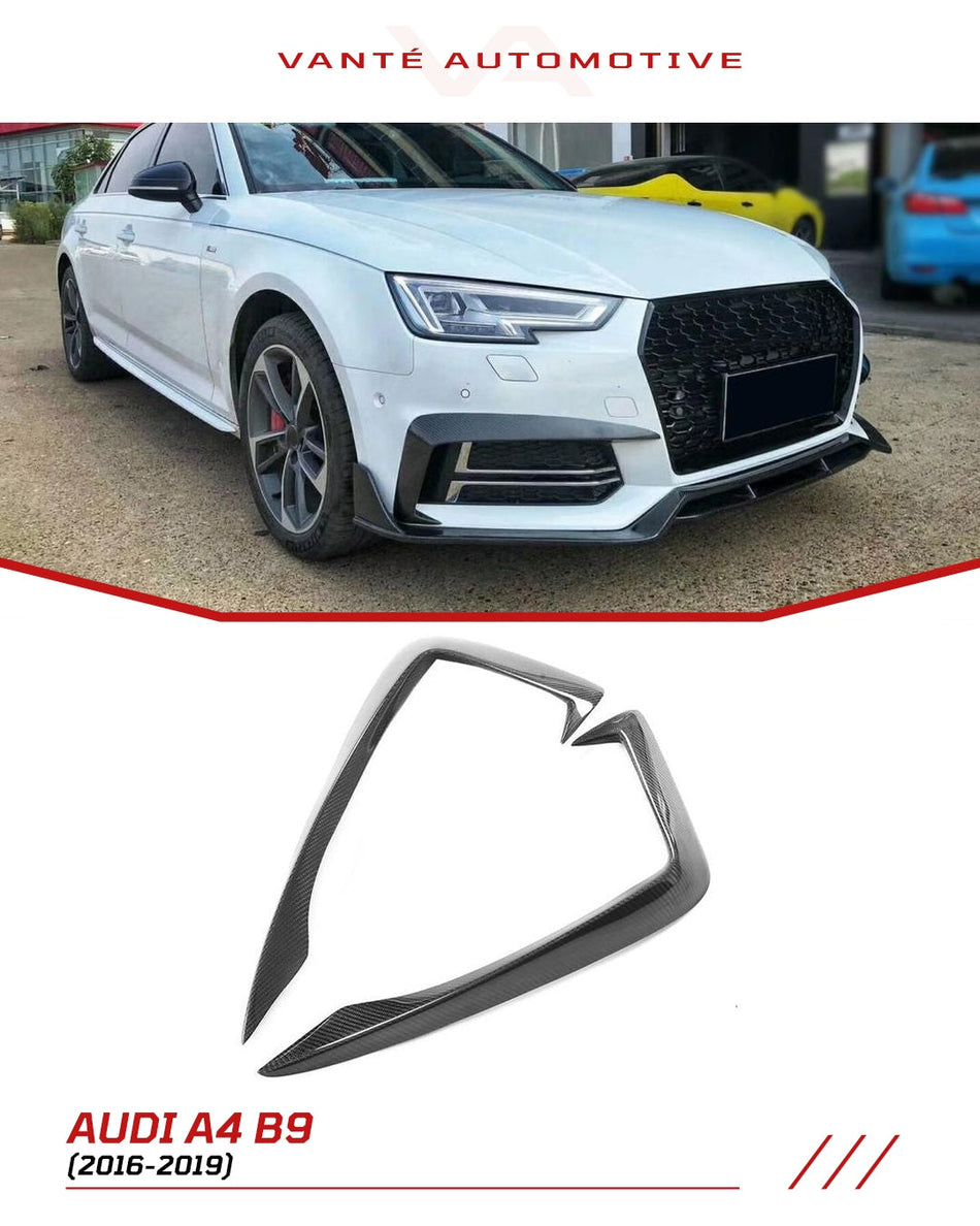 Audi A4 S-Line B9 Carbon Fibre Front Fog Lamp Cover Trims