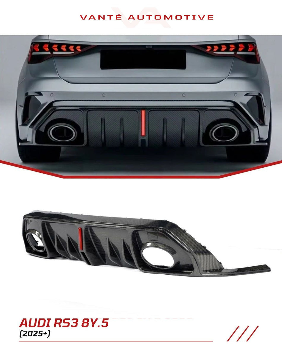 Audi RS3 8Y.5 Facelift Carbon Fibre Rear Diffuser With LED