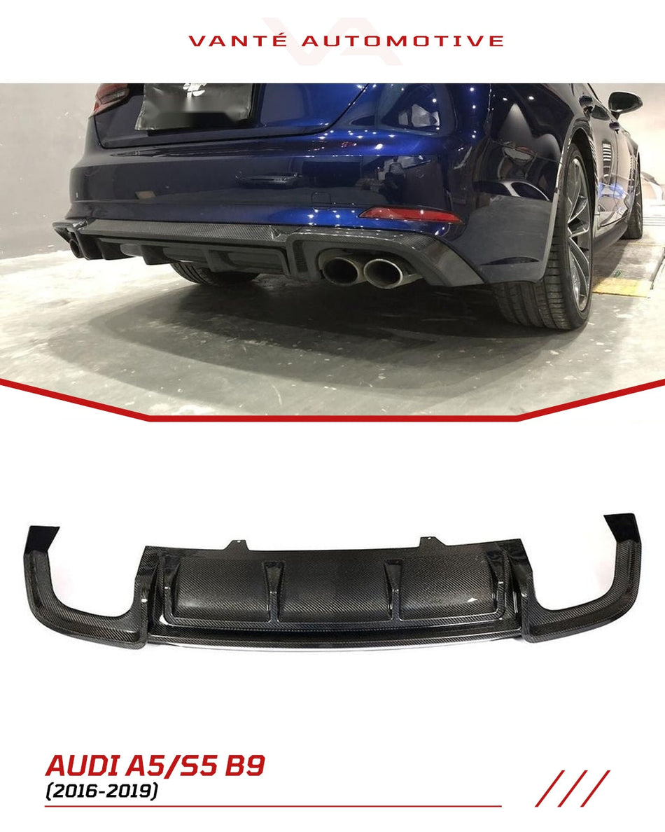 Audi A5 S-Line/S5 B9 Carbon Fibre Rear Bumper Diffuser Splitters