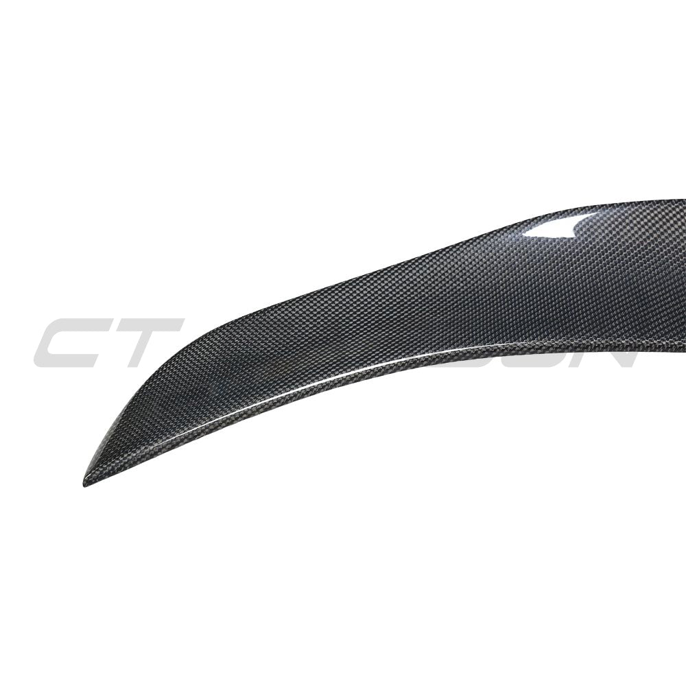 TESLA MODEL 3 2017-2023 CARBON FIBRE SPOILER - V5-Spoiler-CT CARBON-CT Carbon - High-quality carbon fiber and gloss black aerodynamic parts for premium sports and luxury vehicles.