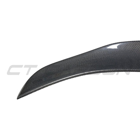 TESLA MODEL 3 2017-2023 CARBON FIBRE SPOILER - V5-Spoiler-CT CARBON-CT Carbon - High-quality carbon fiber and gloss black aerodynamic parts for premium sports and luxury vehicles.