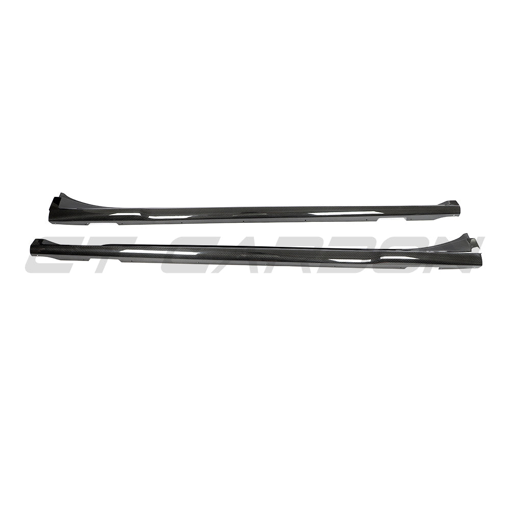 PORSCHE TAYCAN / TAYCAN 4 / TAYCAN 4S / TAYCAN GTS 2019+ CARBON FIBRE SIDE SKIRTS-Side Skirts-CT CARBON-CT Carbon - High-quality carbon fiber and gloss black aerodynamic parts for premium sports and luxury vehicles.