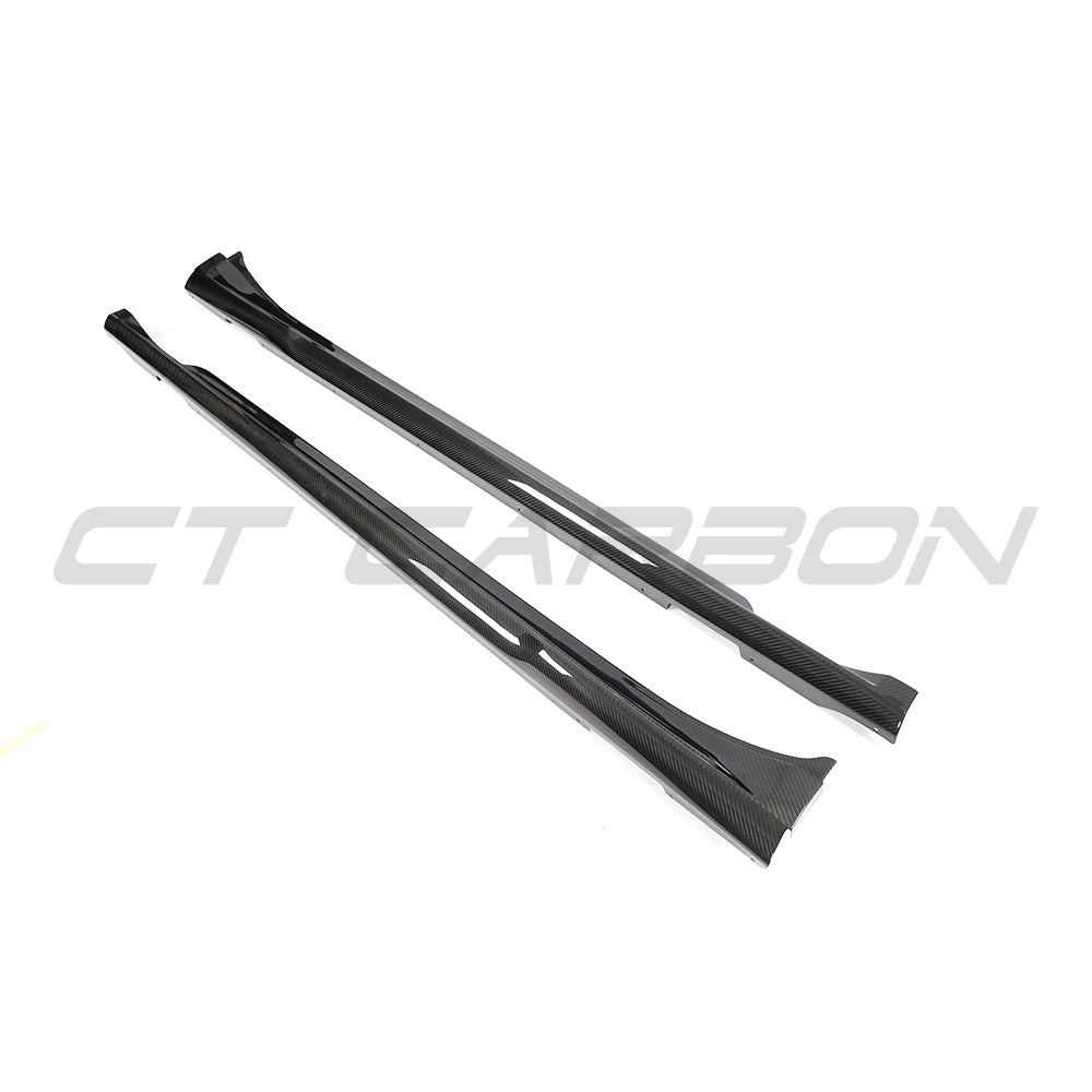PORSCHE TAYCAN / TAYCAN 4 / TAYCAN 4S / TAYCAN GTS 2019+ CARBON FIBRE SIDE SKIRTS-Side Skirts-CT CARBON-CT Carbon - High-quality carbon fiber and gloss black aerodynamic parts for premium sports and luxury vehicles.