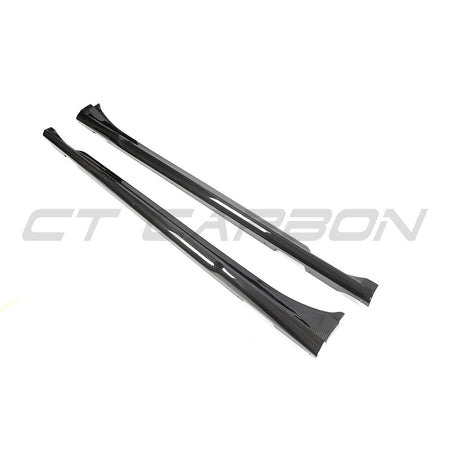 PORSCHE TAYCAN / TAYCAN 4 / TAYCAN 4S / TAYCAN GTS 2019+ CARBON FIBRE SIDE SKIRTS-Side Skirts-CT CARBON-CT Carbon - High-quality carbon fiber and gloss black aerodynamic parts for premium sports and luxury vehicles.