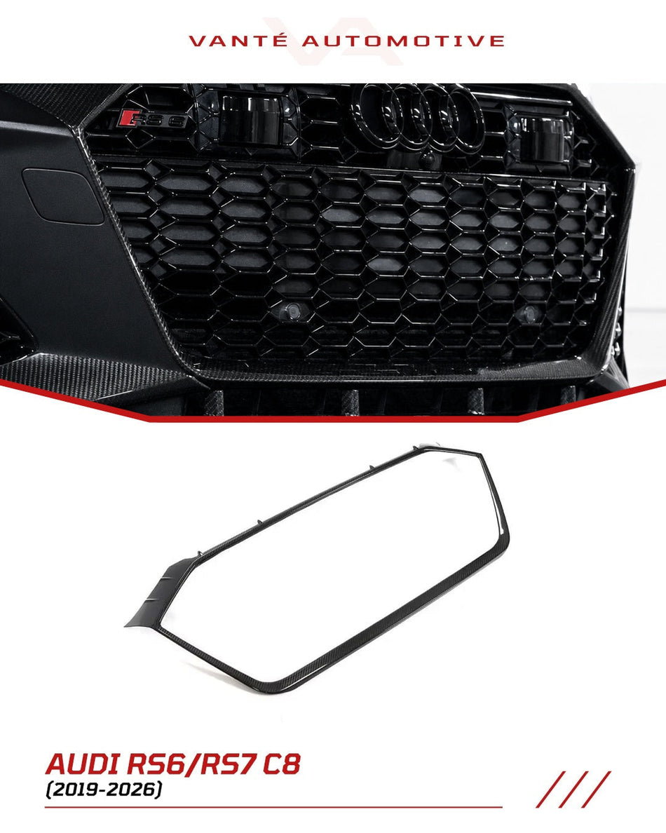 Audi RS6/RS7 C8 Carbon Fiber Front Grill Overlay Trim Cover
